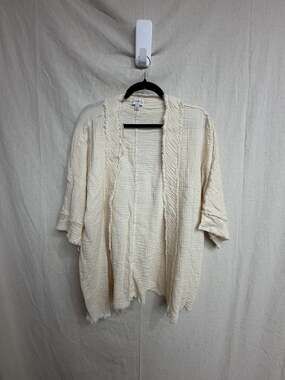 Wonderly Cardigan Size S Ivory Gauze Open Front Kimono Raw Edge